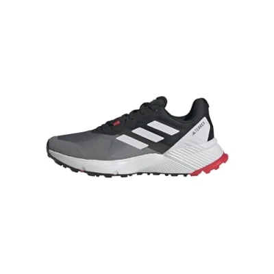 Image de adidas Homme Terrex Soulstride Trail Running Shoes Chaussures de Course sur Sentier, Grey Four/Dash Grey/Pure Ruby, 40 2/3 EU