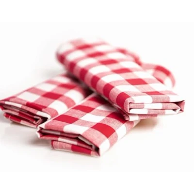 Image de texpot Serviettes de Table Campagne à Carreaux Rouges et Blancs 20 mm 100% Coton 60 x cm