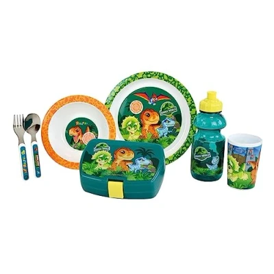 Image de BALLERINE DANSEUSE LOT VAISSELLE POUR ENFANT AVEC VERRE 220 ML, ASSIETTE CREUSE Ø 16 CM, PLATE 22 COUVERTS H.13.5 GOURDE 350 ML ET BOITE GOUTER REUTILISABLE