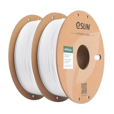 Image de eSUN PETG Filament 1.75mm, Haute Résistance, 1KG par Bobine, 2 Bobines pour Imprimantes 3D,Blanc+Blanc