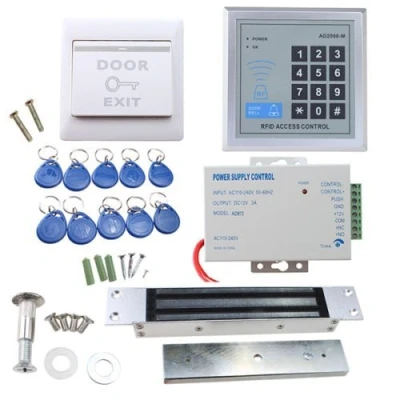 Image de Full Complete RFID Door Access Control system Kit set including 180KG(400Lbs) invisible Electric Magnetic Strike Lock &amp; 12v DC 3A Power Supply Proximity Entry keypad +10 Key Fobs EXIT Button