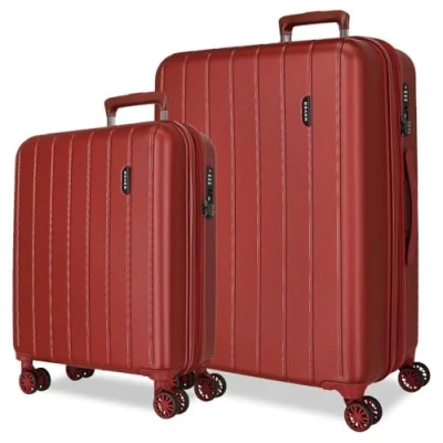 Image de Movom Wood Set de Bagages Rouge 55/70 cms Rigide ABS Serrure TSA 119L 4 roues doubles Bagage à main