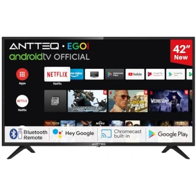 Image de Antteq AG42F3 TV 42 Pouces(106cm) Smart TV, Andriod LED FHD,Dolby Audio,Google Assistance,Bluetooth Triple Tuner(DVB C/S2/ T2),Google Play Store((DAZN/Disney+/Netflix/Prime Video/Youtube),WiFi