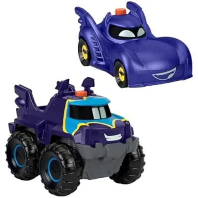Image de Fisher Price Coffret 2 Véhicules Lumineux Batwheels DC, Bam La Batmobile Et Buff, Échelle 1/55, 3 Piles Ag13/Lr44 Incluses, Jouet Enfant, A Partir De Ans, HML25