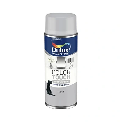 Image de Dulux Valentine Peinture Intérieure et Extérieure Aérosol Color Touch Effet Argent Chrome 400ml
