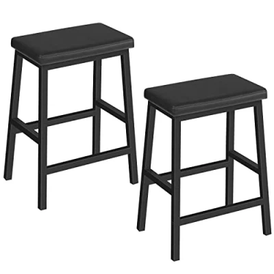 Image de HOOBRO Chaise de Bar, 2 Tabourets Tabouret Petit déjeuner rembourré en PU, Facile à Assembler, adapté la Cuisine, Comptoir Salle Manger, Noir EBB01MD01