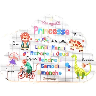 Image de AUTRES Lire et dire Set de Table prénom Forme Nuage Princesse (Recto &amp; Verso) Bon appétit Dessins Animaux 29x41 cm