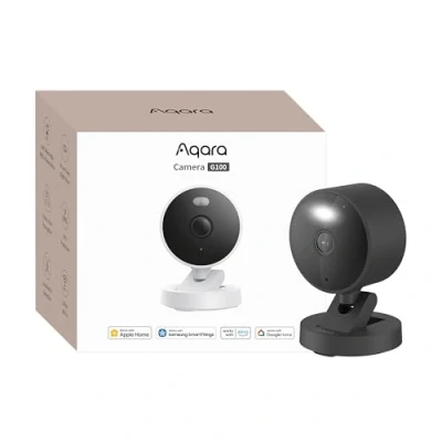 Image de Aqara Caméra Intérieure/Extérieure G100, 2K, HomeKit Secure Video,Vision Nocturne Couleur avec Projecteur, Détection IA, Wi FI 6, Audio Bidirectionnel, IP65, Compatible Alexa, Google Home, Noir