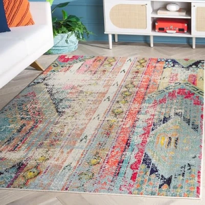 Image de Safavieh MNC222 Grand Tapis de Salon rectangulaire pour Une Utilisation en intérieur, Polypropylène, Multicolore, 160 X 230 cm