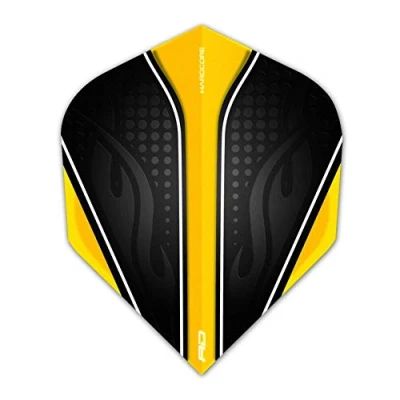 Image de RED DRAGON Hardcore Radical Noir et Jaune Extra Épais Standard Fléchettes Dart Flights 4 Sets per Pack (12 in Total)