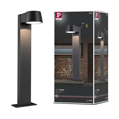 Image de Paulmann 94454 luminaire LED borne Lumineuse Capea IP44 Blanc Chaud INCL. 1x6 Watts éclairage Noir d&#039;extérieur Aluminium Lampe de Jardin 3000 K, 6 W