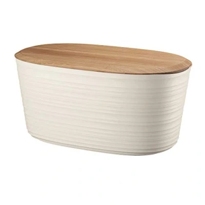 Image de Guzzini Tierra, Récipient à Pain en Plastique Recyclé avec Couvercle Hacher Bambou Blanc Lait, 39,2 x 23,2 h19cm, 10 lt 179600156