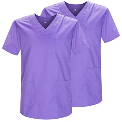 Image de Misemiya Pack 2 Pcs SANITAIRE CASACA Unisexe Uniformes SANITAIRES Uniforme MEDICALE Réf 817 * 4XL, Lilas 21