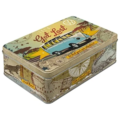 Image de Nostalgic Art Boîte de Conservation rétro Plat, Bulli T1 Get Lost Idée Cadeau pour Le Bus VW, Récipient avec Couvercle, Design Vintage, 2,5 l