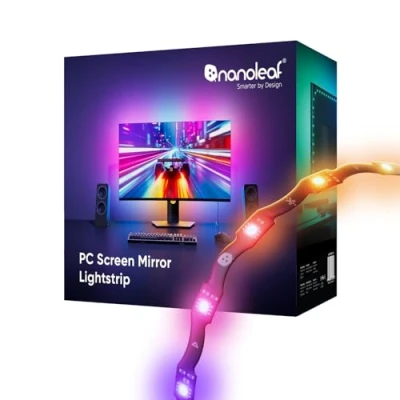 Image de Nanoleaf bande lumineuse LED pour miroir d&#039;écran de PC, rétroéclairage RVB IC en zigzag, adhère sans couture aux écrans jusqu&#039;à 32&quot;, intelligente USB C découpable avec musique directe et