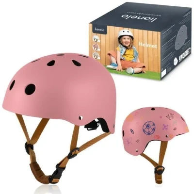 Image de LIONELO Casque Protecteur de Vélo pour Enfants, Réglable 50 à 56 cm, Protège Menton, Certifié Intertek Filles et Garçons, Taille S (Beige)