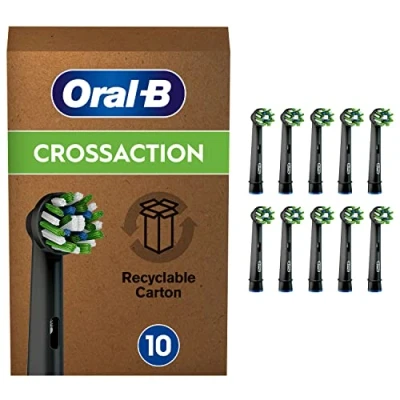 Image de Oral B Cross Action Clean Maximiser, Embout, Brossettes de Rechange, Pack 10, Blanc, Maximiser pour Brosse à Dents Électrique Jusqu’à 100 % d’élimination la Plaque Dentaire