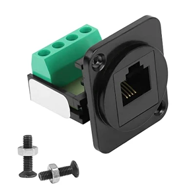 Image de QIANRENON RJ11 Panneau Montage Téléphone Adaptateur Cat3 6P4C Femelle à Bornes sertir San Soudure Connecteur Module, XLR Panneau/D Montage, pour Modem