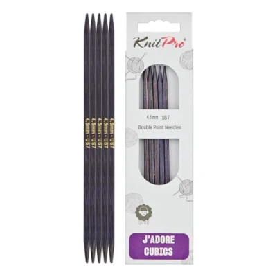 Image de KnitPro J&#039;Adore Cubics Aiguilles à Tricoter Double Pointe Ensembles de 5 Épingles en Bois pour Chaussettes Chapeaux Mitaines Tricot Rond Court 15 cm x 4,50 mm