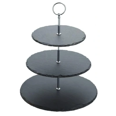 Image de Artesa Set De Service À Gâteau En Ardoise Trois Étages, 28,5 X 34,5 cm, Boîte Cadeau