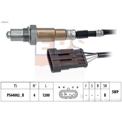Image de EPS 1.998.353 Sonde lambda Made in Italy OE Equivalent chauffé, planaire, Filetage prégraissé ALFA ROMEO: 146, 156 Berline, 159 Sportwagon