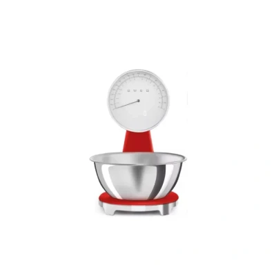 Image de Smeg, Balance de Cuisine Numérique et Analogique KSF01RDWW, Bol Amovible en Acier Inox 1,8 L, Quatre Unités Mesure g/ml lb.oz/fl.oz, avec Fonction Tare, Capacité Maximale 5kg, Rouge