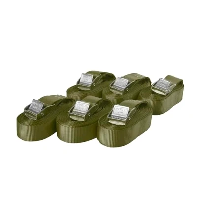 Image de Lot de 6 Sangles d&#039;arrimage avec Boucle, Ceinture à Blocage par Serrage, Fixation Charge Max. 250 kg, Selon DIN en 12195 2, Longueur 4m Largeur 25mm, Une pièce, Vert Olive