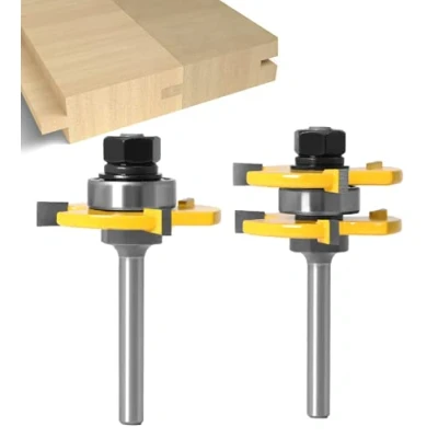 Image de APLUS 6MM Queue Langue Appariée et Fraise de Rainure Set 3 Dents Forme T Cutter en Bois Coupe Outil Travail du (6MM)