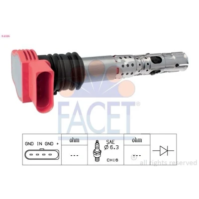 Image de FACET 9.6336 Bobine d&#039;allumage Rouge COIL ON PLUG AUDI: A4 B6 Berline, B7 Avant, A6 C5 Avant