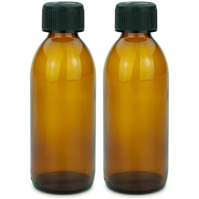 Image de mikken 2 bouteilles en verre marron de 200 ml avec bouchon à vis