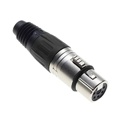 Image de Keple 5 polige XLR Buchse, schwarz Buchse für Audio Mikrofon DMX Stecker, nicked plated Adapter, Metallstecker mit Kunststoffgehäuse
