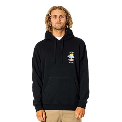 Image de Rip Curl Sweat à Capuche Search Icon pour Homme 100% Coton Bio Motif imprimé Poches Kangourou Confortable et respectueux de l&#039;environnement