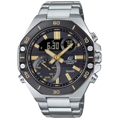 Image de Montre CASIO ECB 10DB 1A9EF Acier inoxydable Résistant à l&#039;eau 10 bar Double affichage