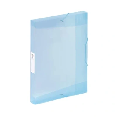 Image de Viquel Chemise 3 rabats en plastique grande capacité Propysoft Boite de classement A4 avec étiquette d&#039;identification Bleu translucide