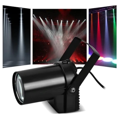 Image de Jinlaili 5W Pin Spot Led Effet DJ,Spot Directionnel Faisceau,Blanc Mini Faisceau Lampe de scène,Projecteur à LED,Pin Lumiere Poursuite,pour accrocher des lumières scène DJ