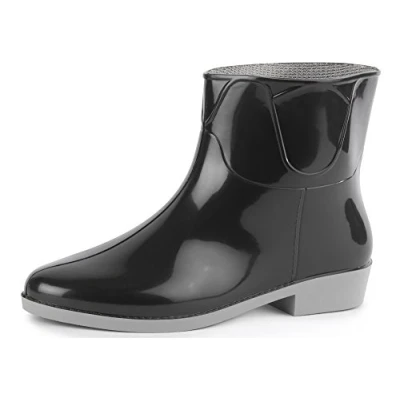 Image de Ladeheid Bottines Bottes de Pluie Chaussure Femme LAZT201801 (Noir/Gris, 41 EU)