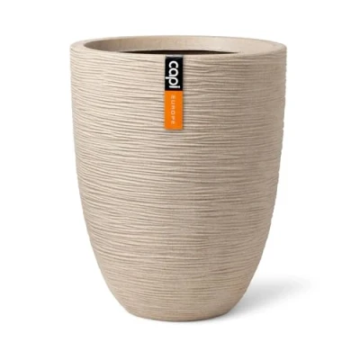 Image de Capi Europe Vase élégant Bas Waste Rib NL 46x58 Terrazzo Beige Ouverture Ø38 Pot de Fleurs pour Une Utilisation à l&#039;intérieur et l&#039;extérieur Garantie Vie KTBR783