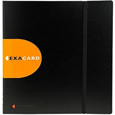 Image de Exacompta Réf. 75234E Carton de 5 Porte cartes visite amovible à spirales Exacard livré avec 20 pochettes détachables pour 320 fermeture par élastique format classer 85x55 mm