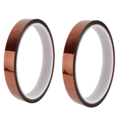 Image de Kapton Haute Température Résistant,2volumes 10mm * 33m Polyimide Heat Résistant Ruban Adhésif d&#039;or à La Chaleur pour Presse Chaud Circuit Fils Soudure l&#039;étain