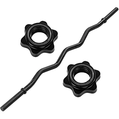 Image de MOVIT SZ Barre curl Professionnelle en Forme de, 30mm STANDARDNORM, Choix: 120cm (7kg) ou 130cm (8kg), chromée Noire, Fermeture étoile Ressort, d&#039;haltère