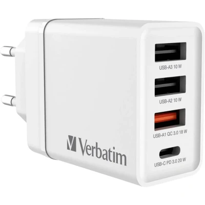 Image de Verbatim CHR 30EU2 Chargeur USB 30 W 3x A, 1x C® Power Delivery, QC 3.0, Delivery 3.0 blanc