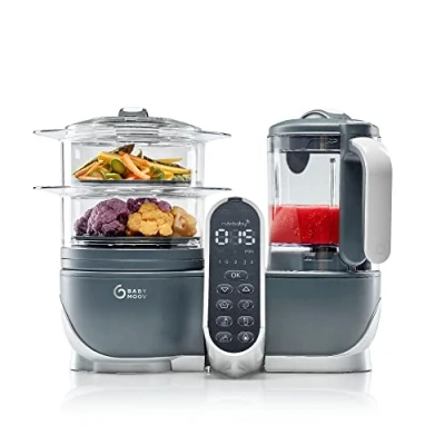 Image de Babymoov Nutribaby(+), Robot Cuiseur Bébé Multifonctions 6 en 1, Vapeur Mixeur, Grande Capacité 2,2L, Petits Pots Faits Maison, Idéal Diversification Alimentaire, Gris