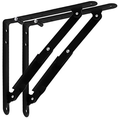Image de 1 Paire SO TECH® Console Pliable Support d’Étagère Rabattable / 205 x 200 25 mm/Acier noir/Ferrure Rabattable/le
