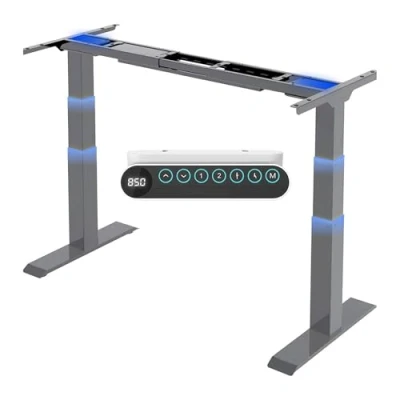 Image de FLEXISPOT E6 Bureau Assis Debout Électrique Cadre de Réglable en Hauteur à 3 Colonnes 2 Moteurs, Panneau Contrôle Fonctions Mémoires, Capacité Charge 125kg, Gris