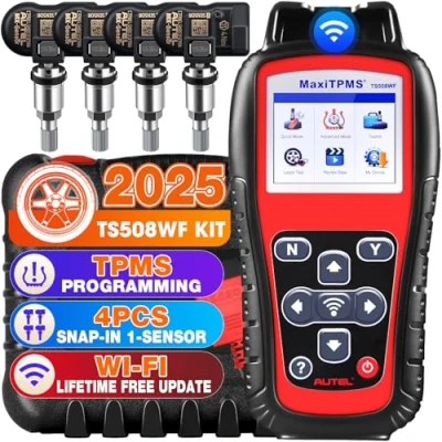 Image de Autel MaxiTPMS TS508WF KIT, 2024 avec 4 MX Capteurs 2 en 1 Métal [Valeur 120], Outil Réapprentissage TPMS Upgrand TS508 TS408 TS501 TS601, Activer Réapprendre Capteurs, Program