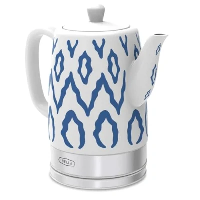 Image de BELLA Bouilloire et théière en céramique avec base pivotante entièrement amovible, fonction d’arrêt automatique protection contre l’ébullition à sec, 1,5 l, bleu aztèque