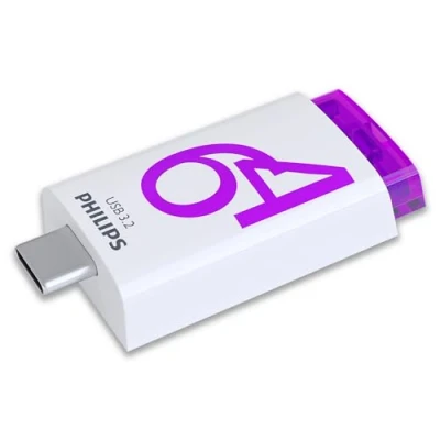 Image de Philips Click Edition Port USB C Lecteur Flash 3.2 Gen 1 64 Go pour PC, Ordinateur Portable, Smartphone, Tablette avec C, Vitesse de Lecture jusqu&#039;à 120 Mo/s