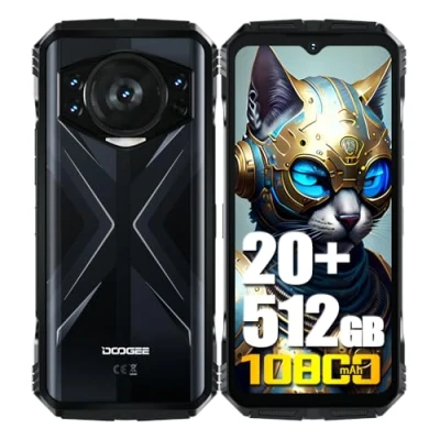 Image de DOOGEE S118 (2024), Helio G99 20GB + 512GB, Batteria 10800mAh / 33W, Rugged 4G Téléphones Portables Débloqués, 50MP (Infrarossi 12MP)+ 8MP 32MP Smartphones, Android 14 6,58 pollici, NFC Noir