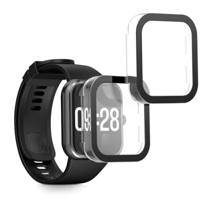 Image de kwmobile Coque Compatible avec Xiaomi Redmi Watch 4 2X Étui Cadre écran en Verre trempé pour Fitness Tracker Transparent