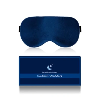 Image de Masque de Nuit, Sommeil Antiallergique et Occultant en Soie Pure à 100%, Avec Bandeau Réglable, Convient Aux Hommes Femmes (Bleu)